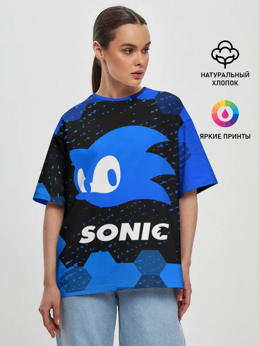 Женская футболка оверсайз / СОНИК / SONIC