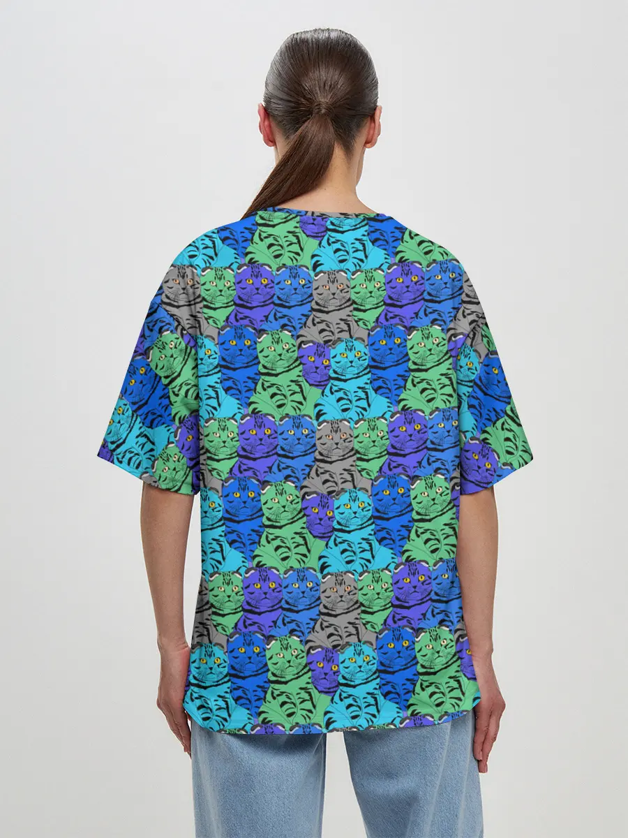 Женская футболка оверсайз / Толстый кот