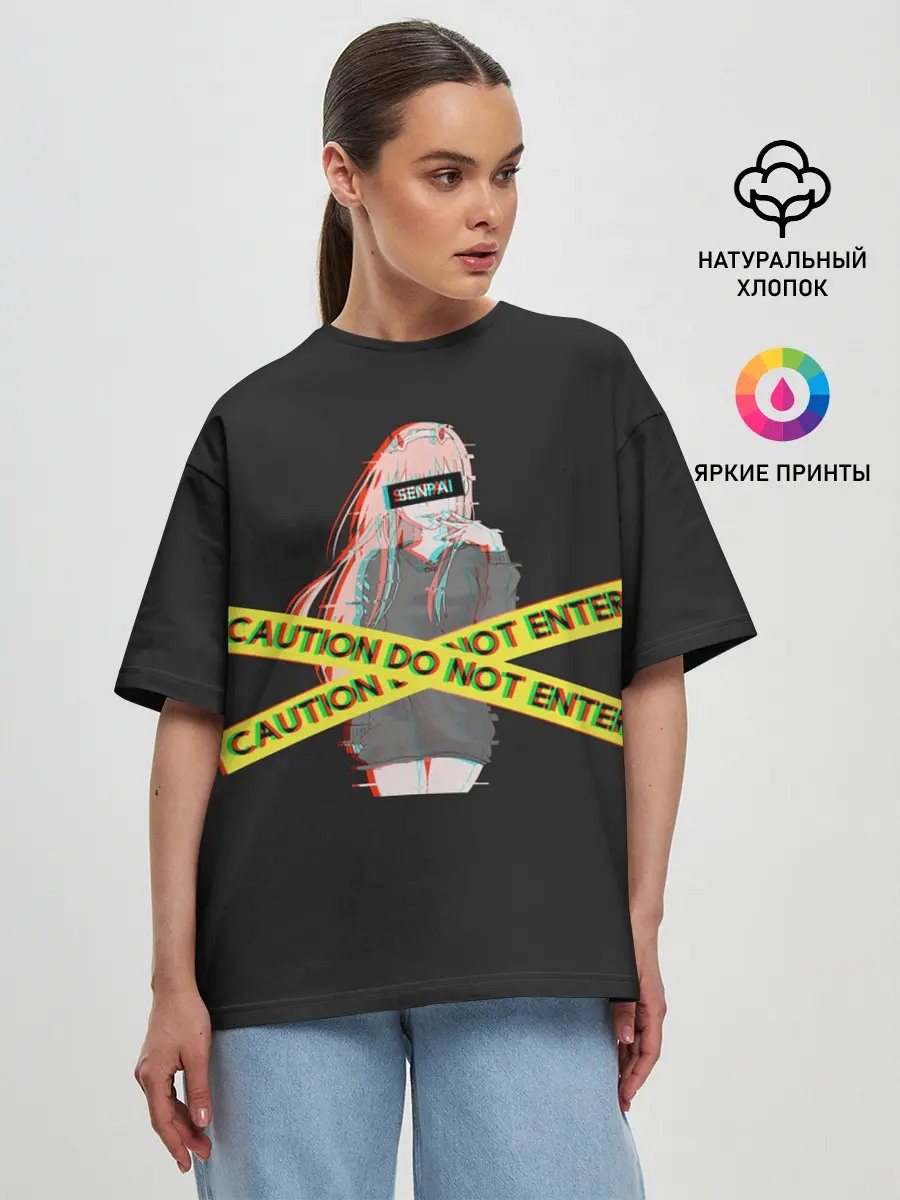 Женская футболка оверсайз / Запрещенная Zero Two