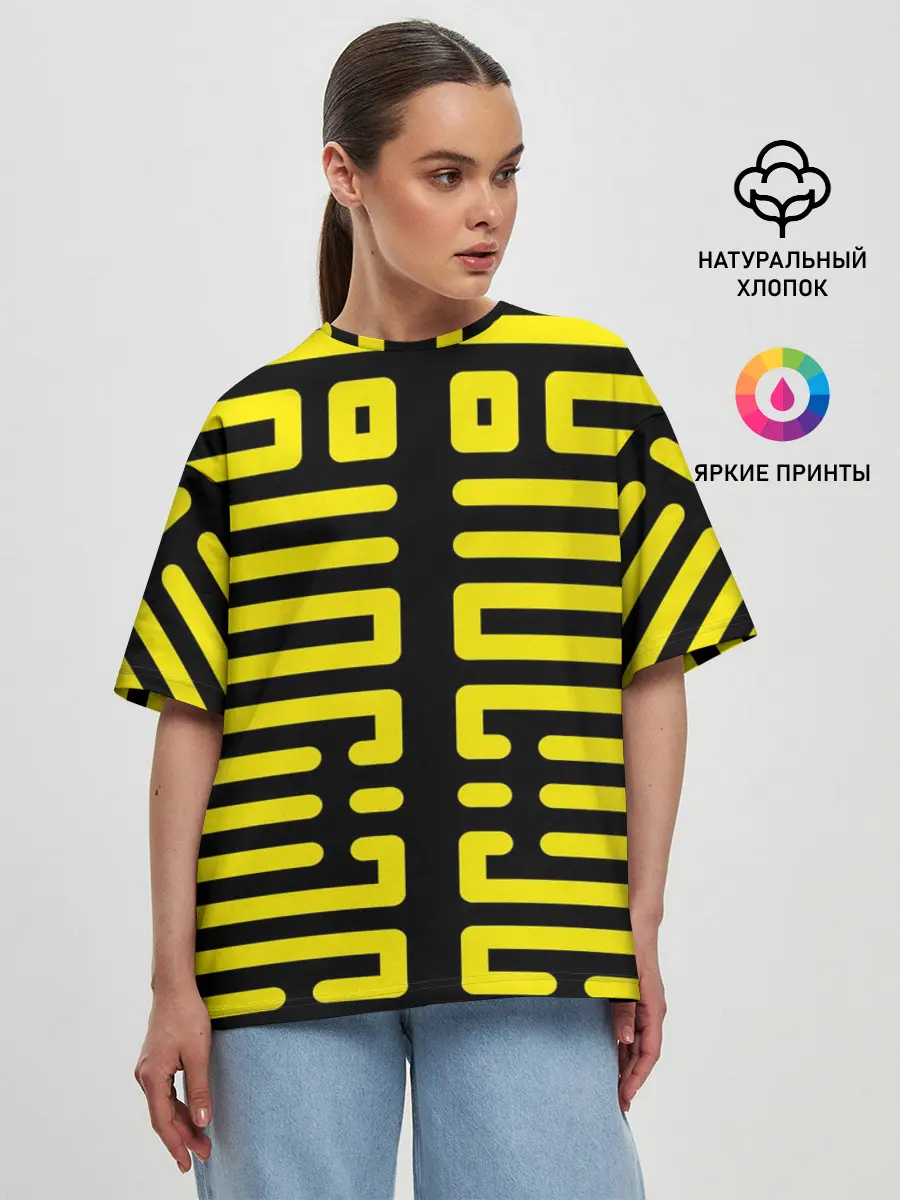 Женская футболка оверсайз / полосы, линии, узор,