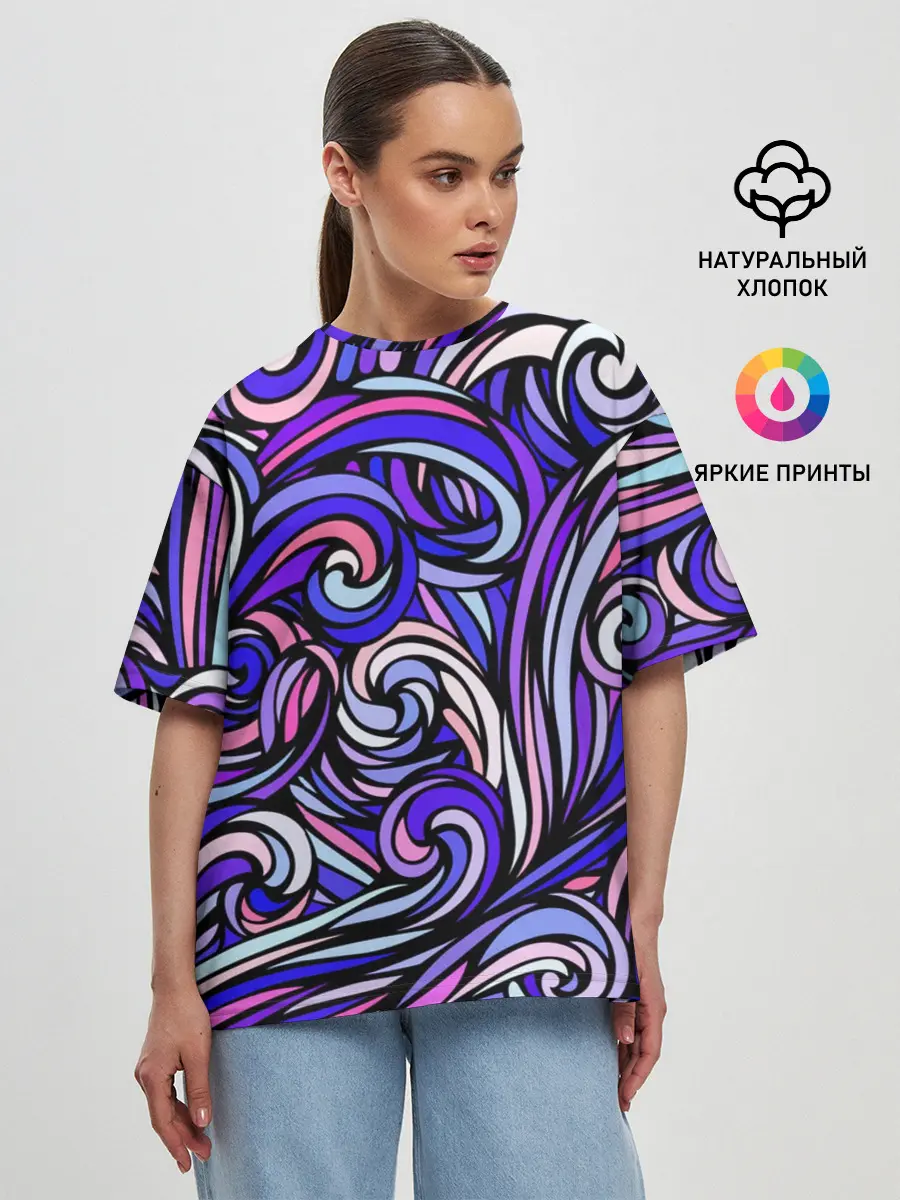 Женская футболка оверсайз / Волны