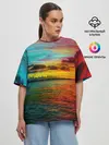 Женская футболка оверсайз / Glitch Sunset