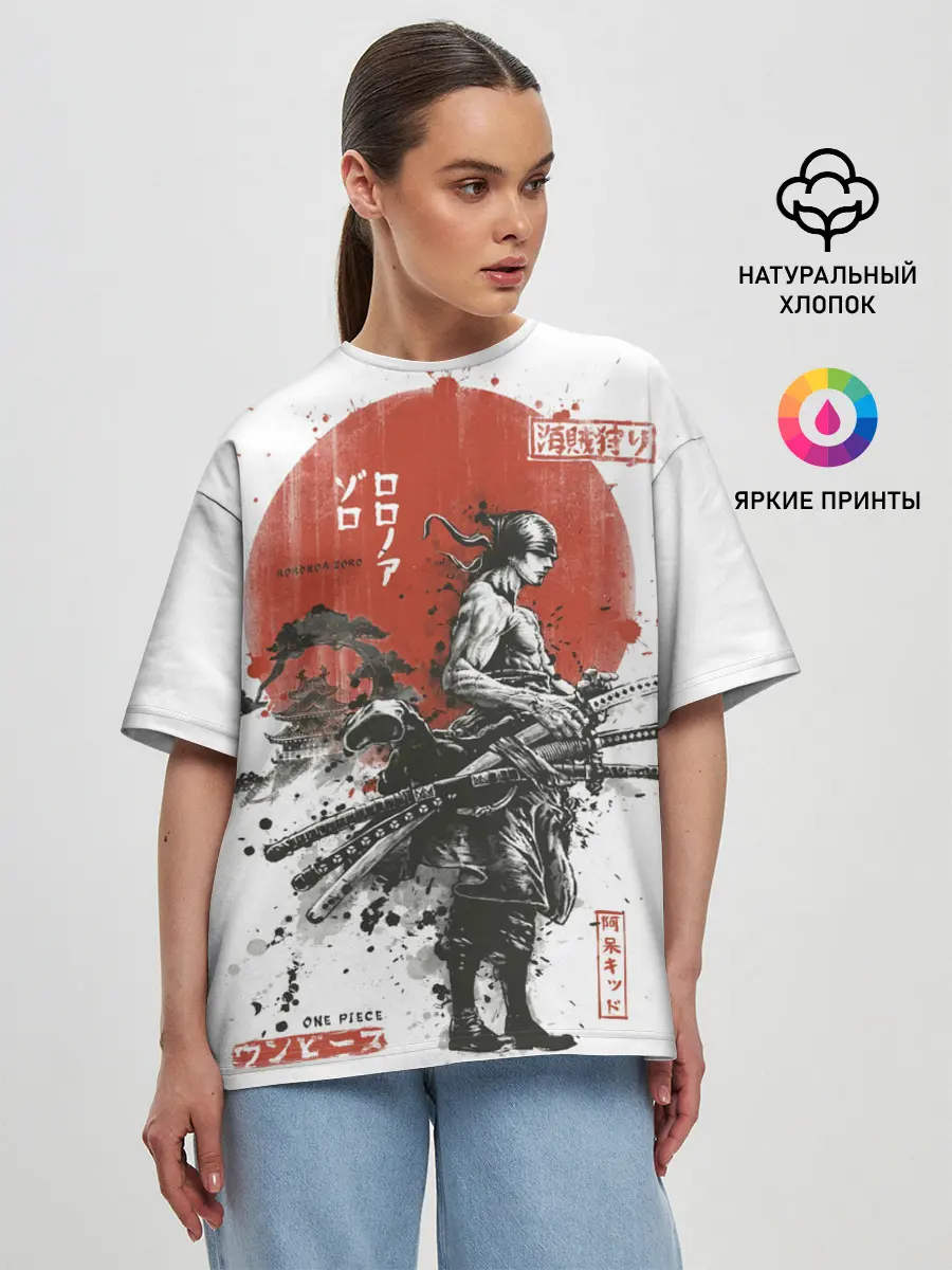 Женская футболка оверсайз / ONE PIECE ZORO Roronoa SAMURAI