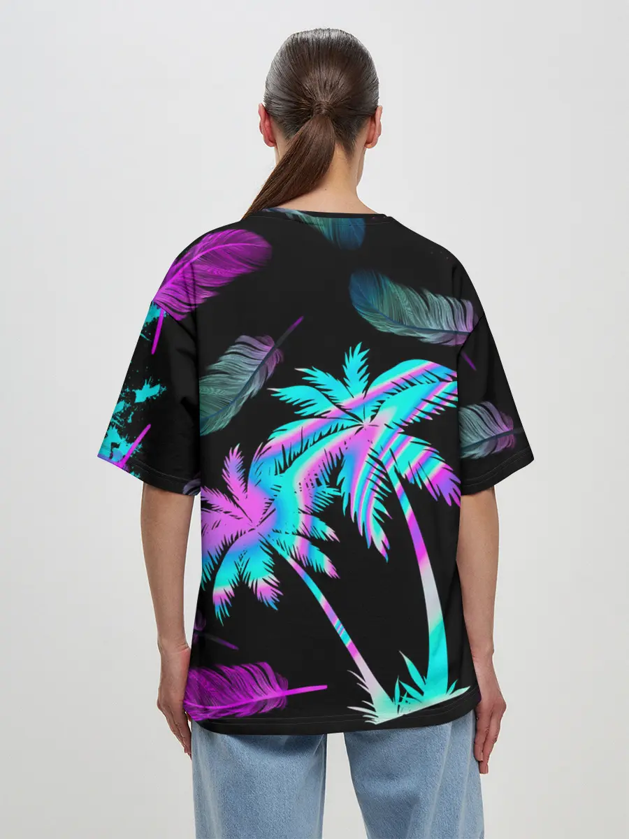 Женская футболка оверсайз / Неоновое лето