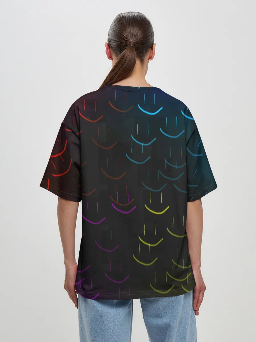 Женская футболка оверсайз / Rainbow smile