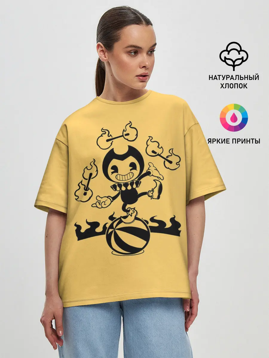 Женская футболка оверсайз / Bendy And The Ink Machine