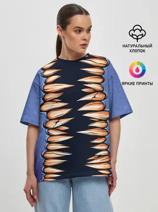 Женская футболка оверсайз / кусь