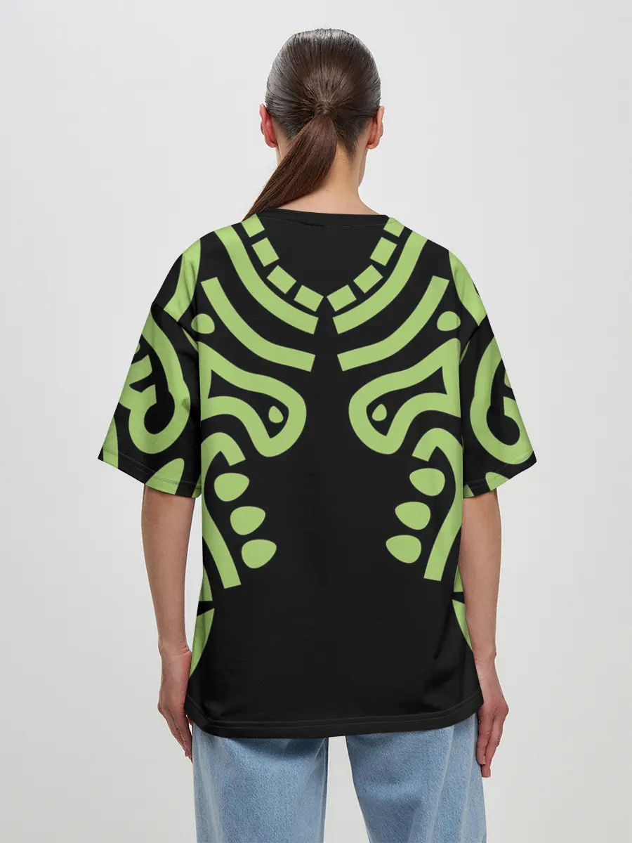 Женская футболка оверсайз / узор тату