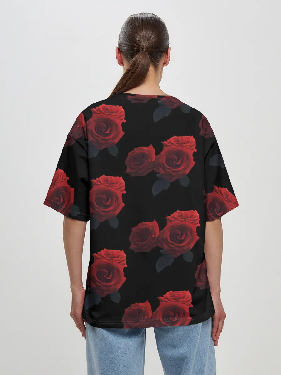 Женская футболка оверсайз / Роза