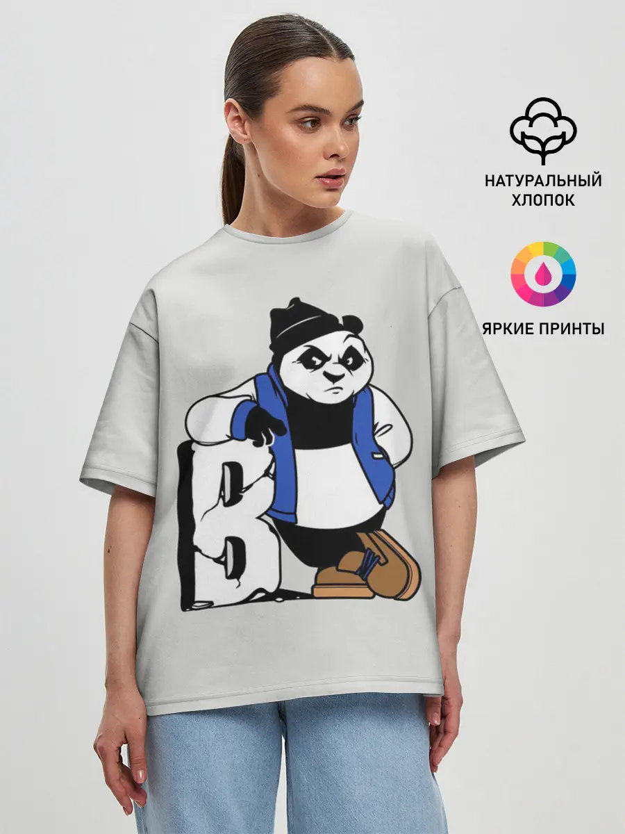 Женская футболка оверсайз / Серьёзная Панда