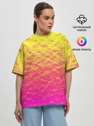 Женская футболка оверсайз / Яркий закат