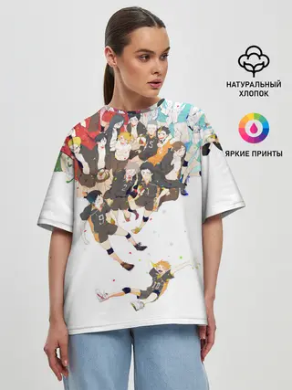 Женская футболка оверсайз / Все герои Haikyuu