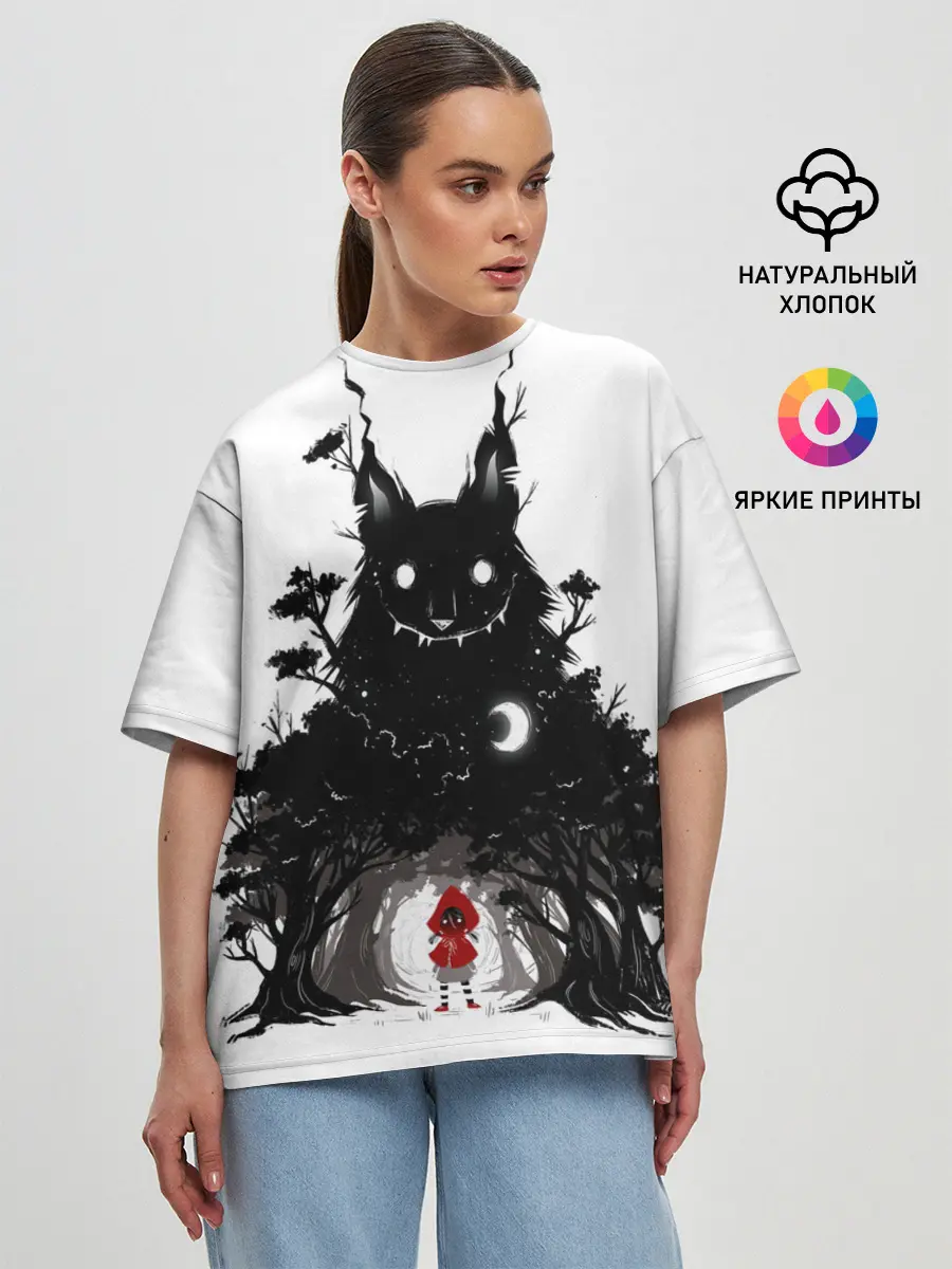 Женская футболка оверсайз / Красная шапочка