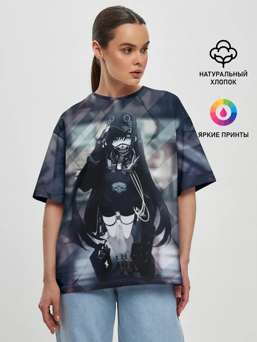 Женская футболка оверсайз / Anime Cyber