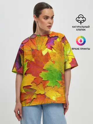 Женская футболка оверсайз / Осенние листья