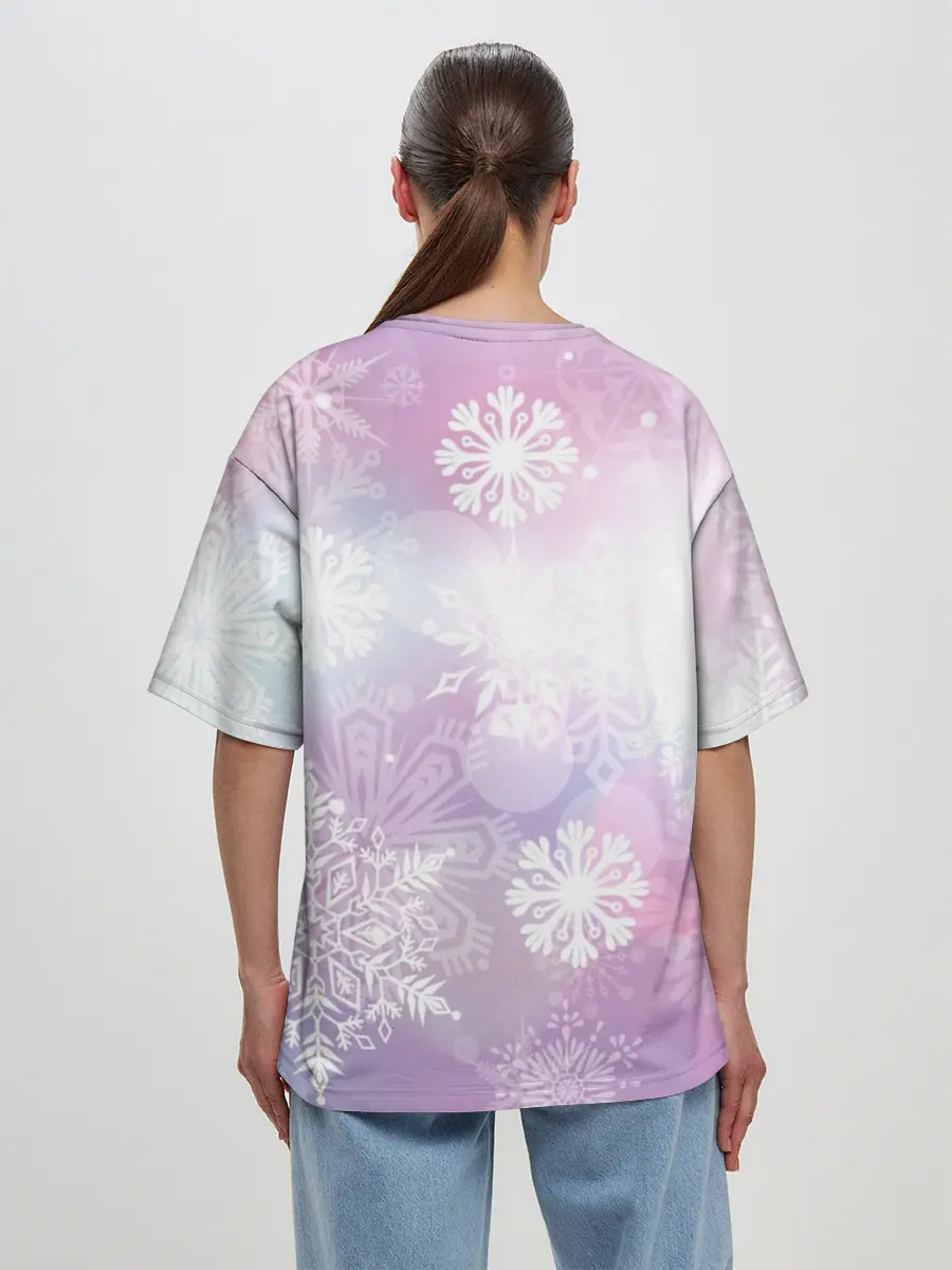 Женская футболка оверсайз / снежинки