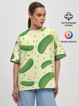 Женская футболка оверсайз / Огурчики