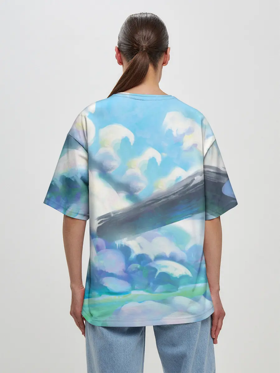 Женская футболка оверсайз / Снежный котенок