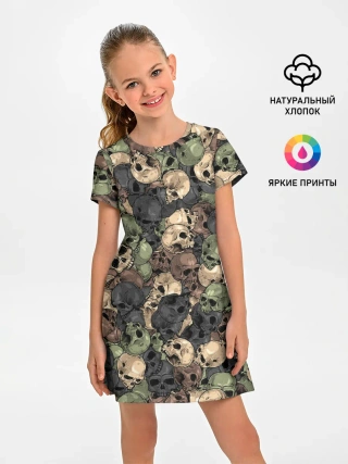 Детское платье / Камуфляж с черепами
