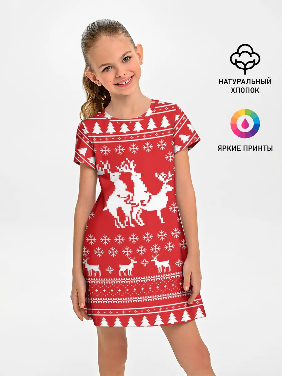Детское платье / СВИТЕР С ОЛЕНЯМИ