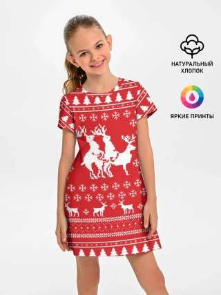Детское платье / СВИТЕР С ОЛЕНЯМИ