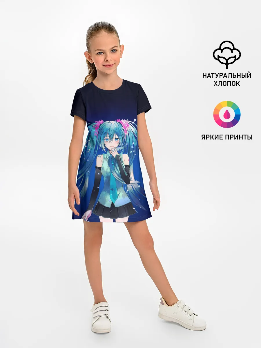Детское платье / Hatsune Miku на черном фоне