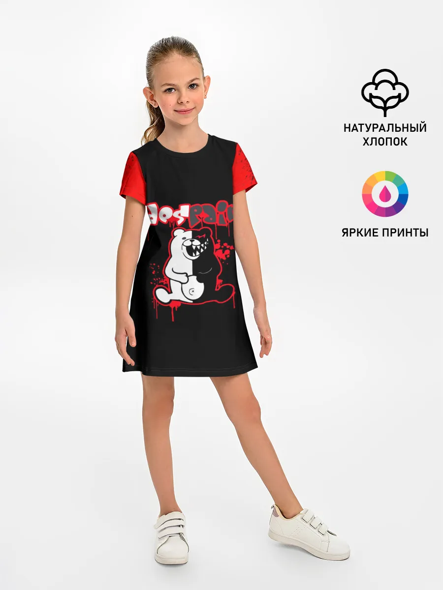 Детское платье / monokuma красные потертости