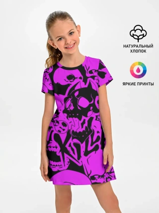 Детское платье / KILLA фиолетовые черепа