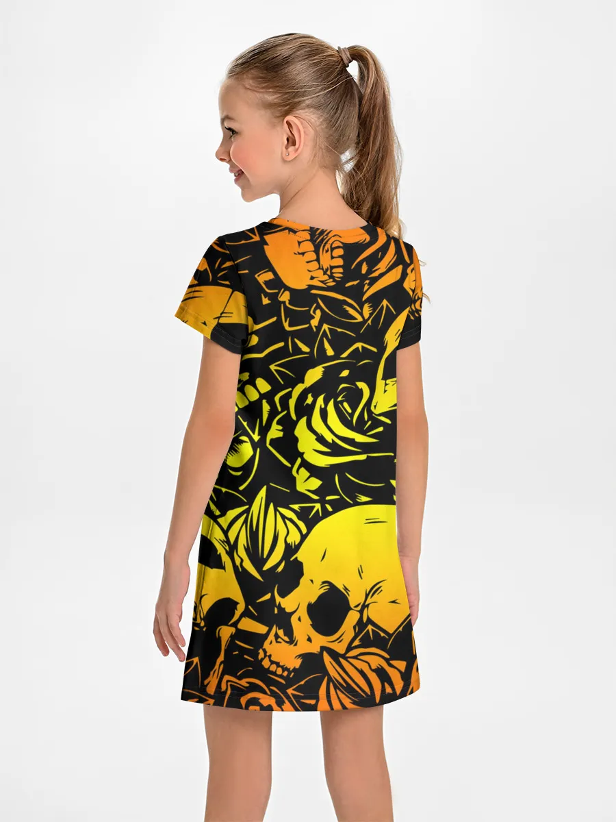 Детское платье / KILLA оранжевые черепа