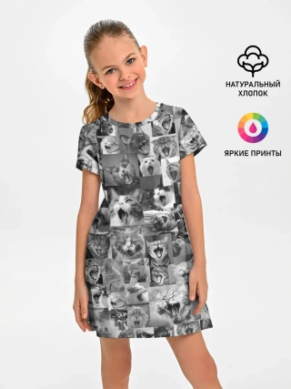 Детское платье / Неко ахегао чб