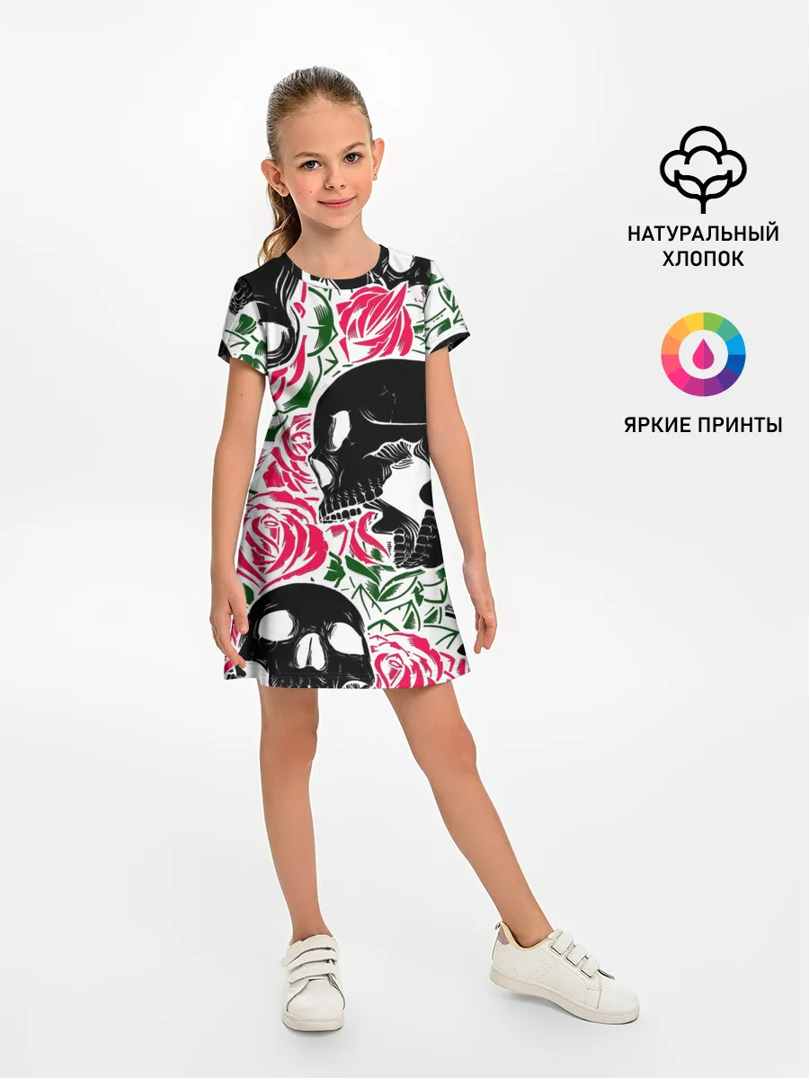 Детское платье / Череп, розы, цветы, зубы