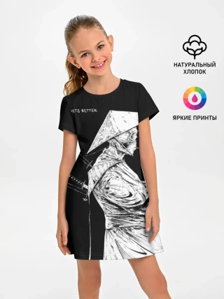 Детское платье / Самурай скелет с трубкой