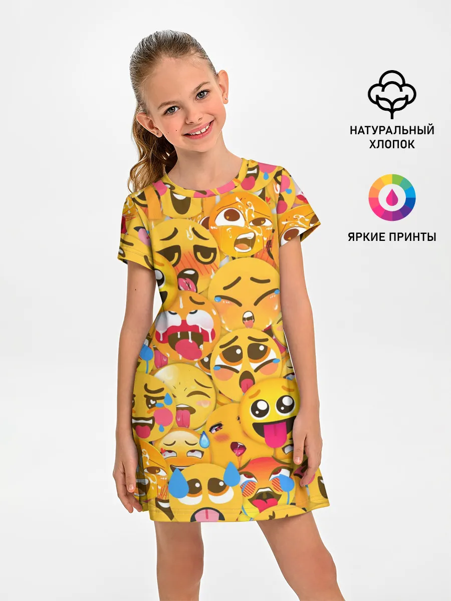 Детское платье / Ахегао эмодзи паттерн