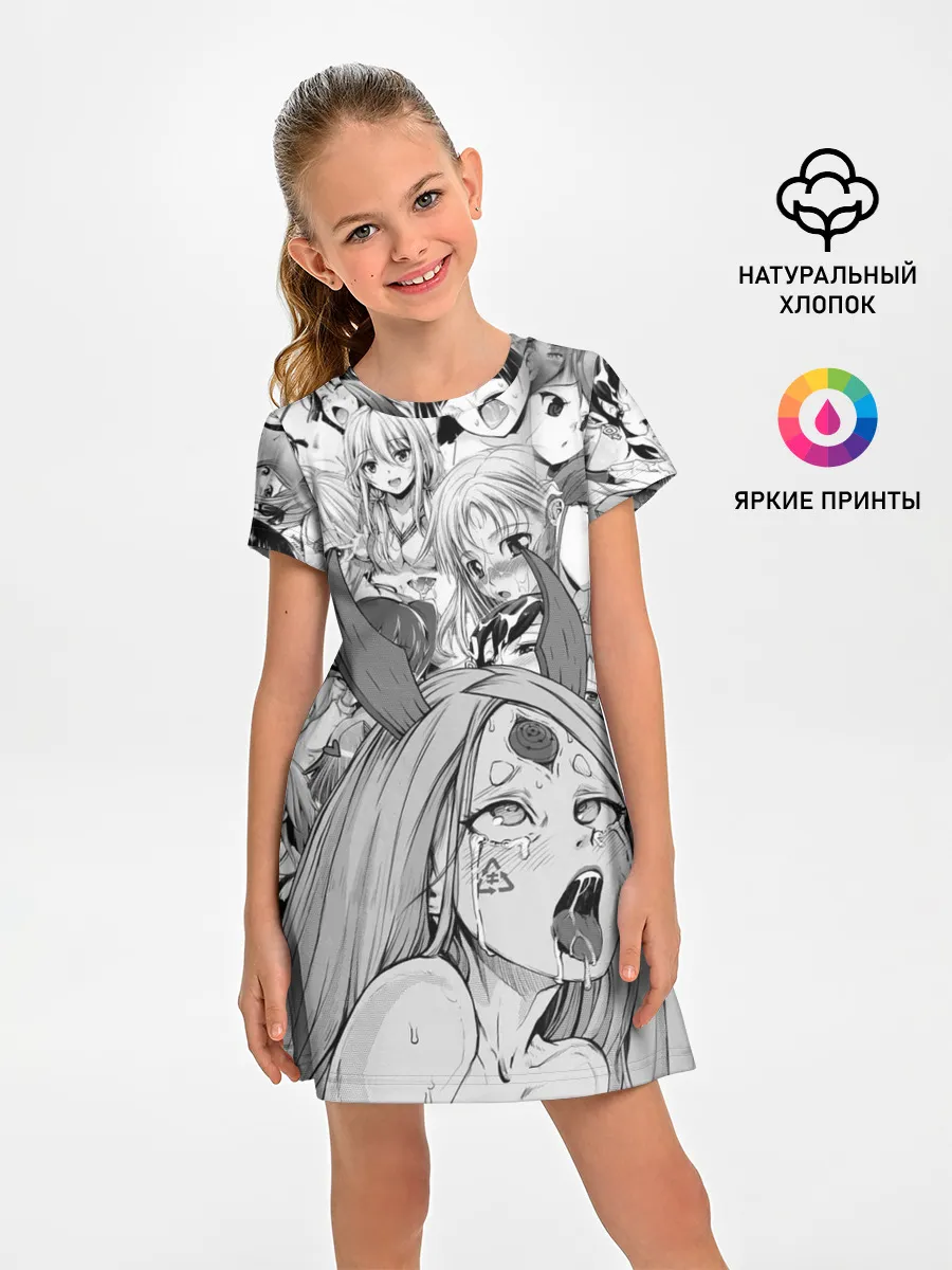 Детское платье / KAGUYA AHEGAO чернобелое / КАГУЯ АХЕГАО