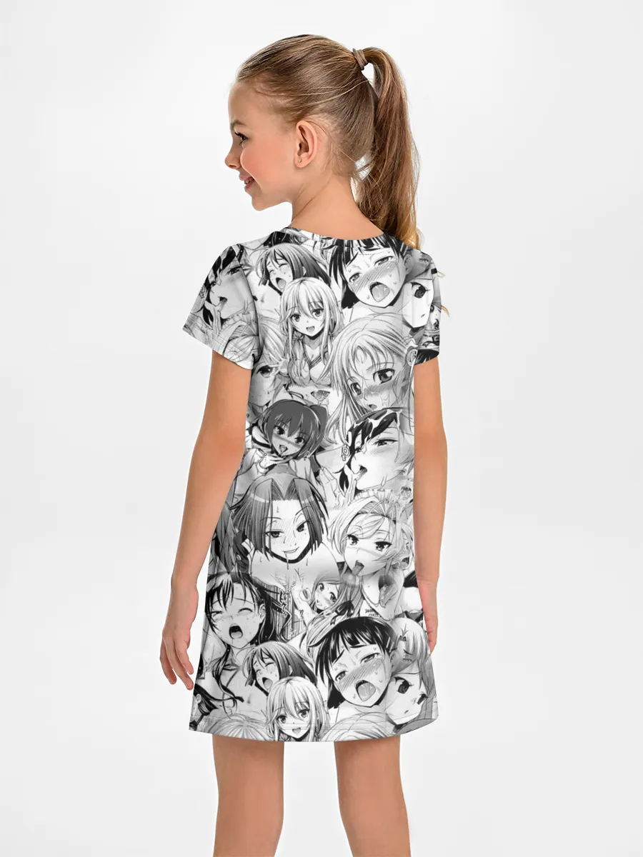 Детское платье / KAGUYA AHEGAO чернобелое / КАГУЯ АХЕГАО