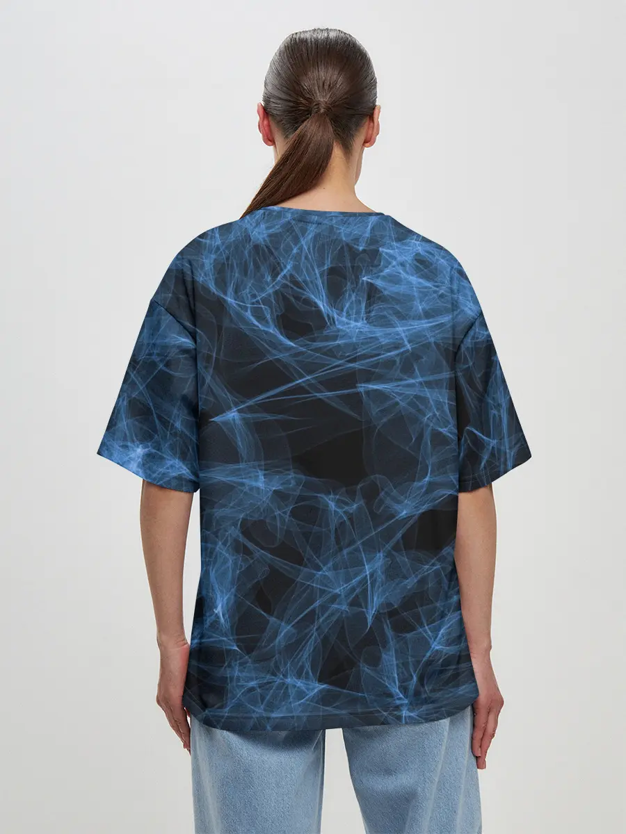Женская футболка оверсайз / Синяя паутина