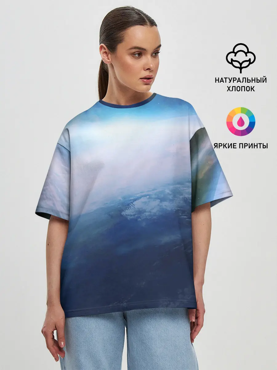 Женская футболка оверсайз / Планета Земля