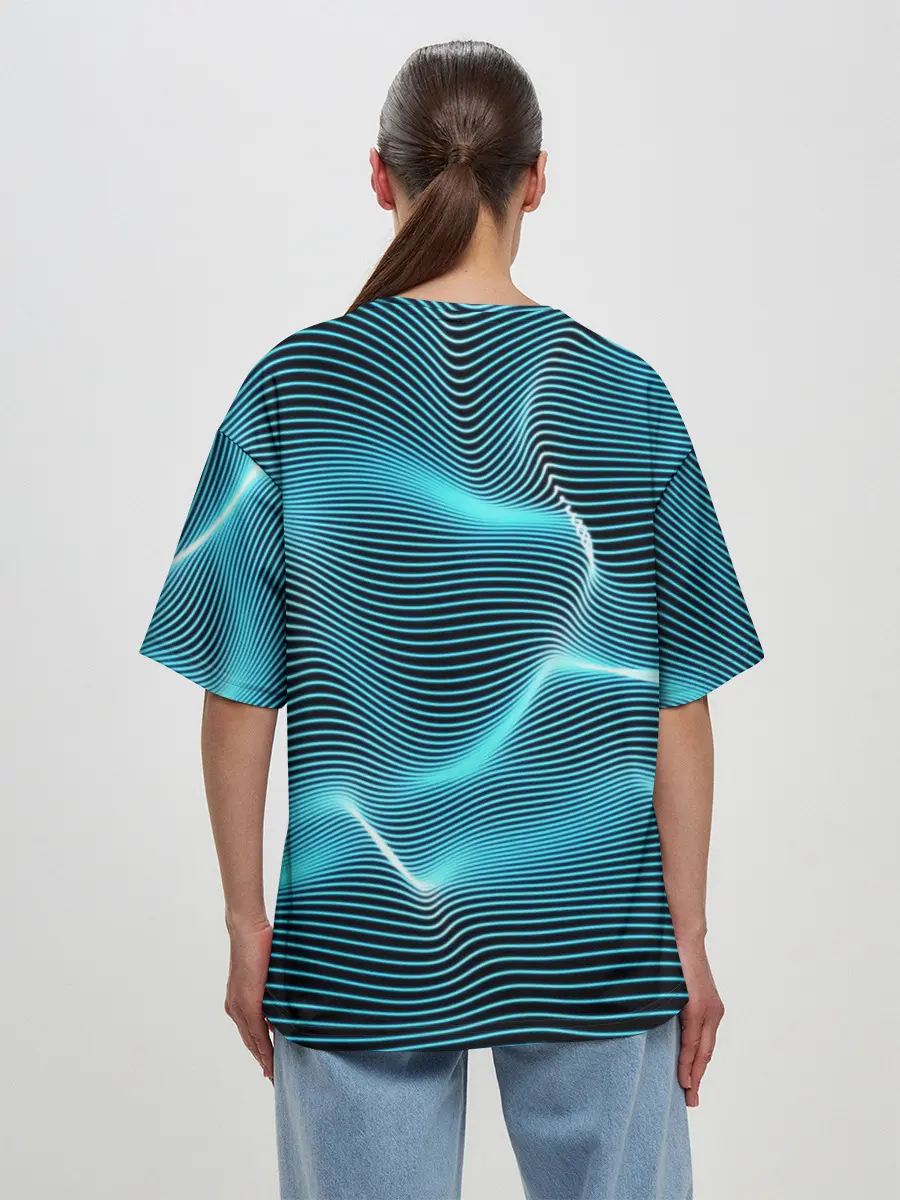 Женская футболка оверсайз / Neon lines