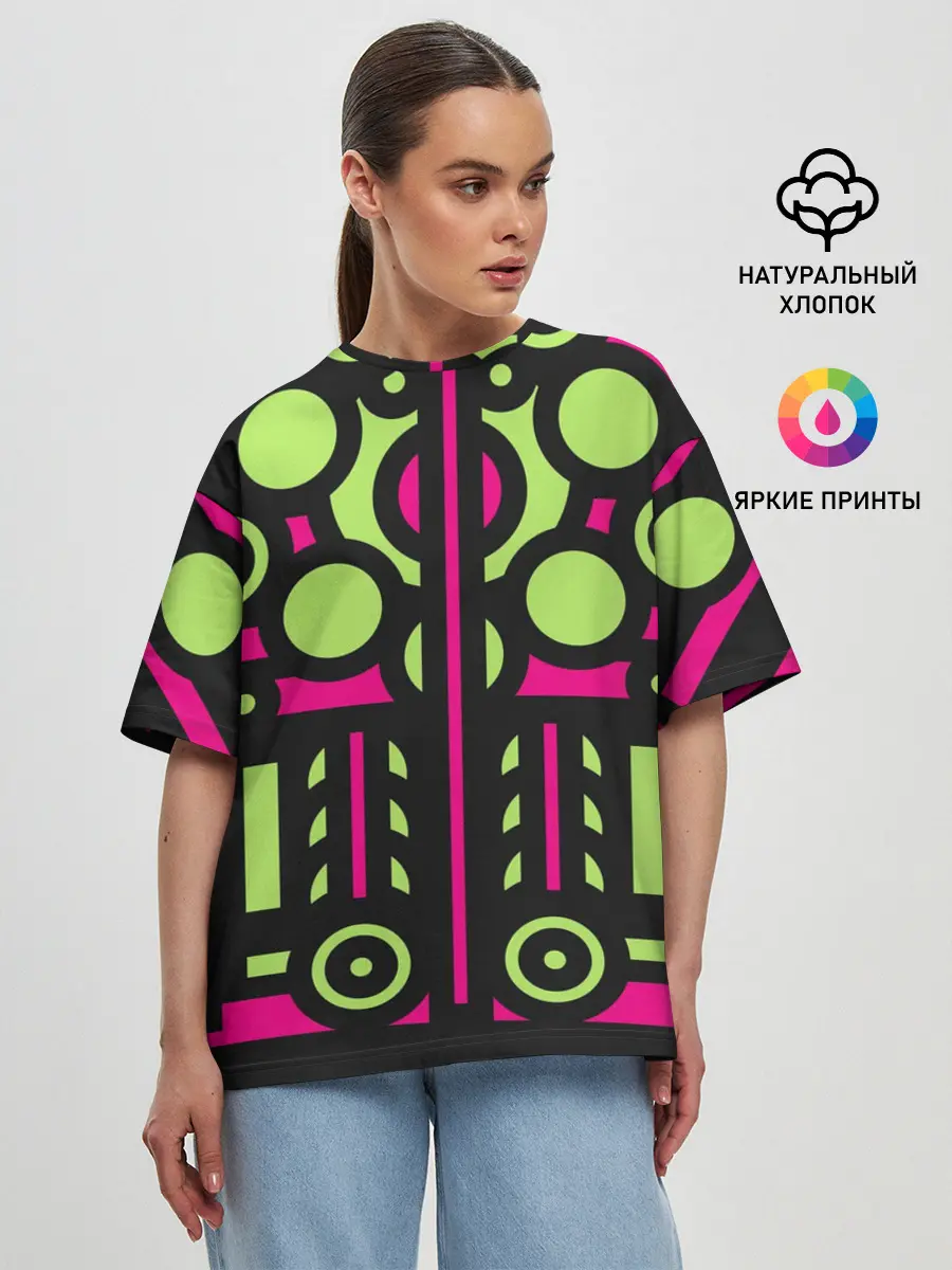 Женская футболка оверсайз / Киберпанк механизмы