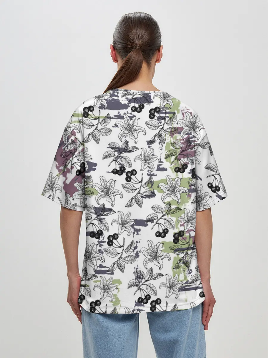 Женская футболка оверсайз / Лилии