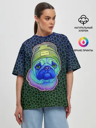 Женская футболка оверсайз / Мопс