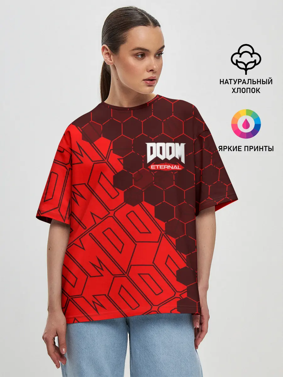 Женская футболка оверсайз / DOOM ETERNAL / ДУМ ЭТЕРНАЛ