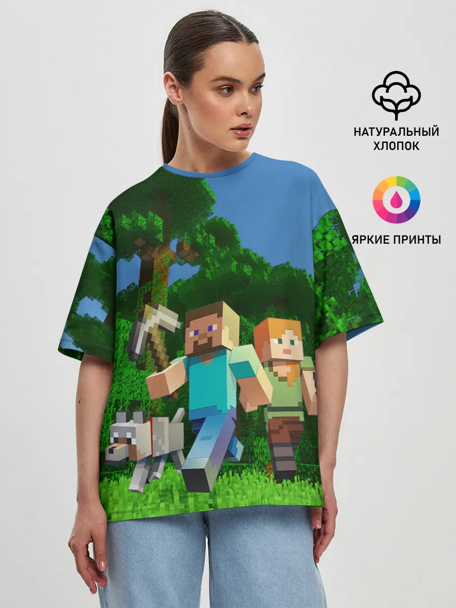 Женская футболка оверсайз / minecraft