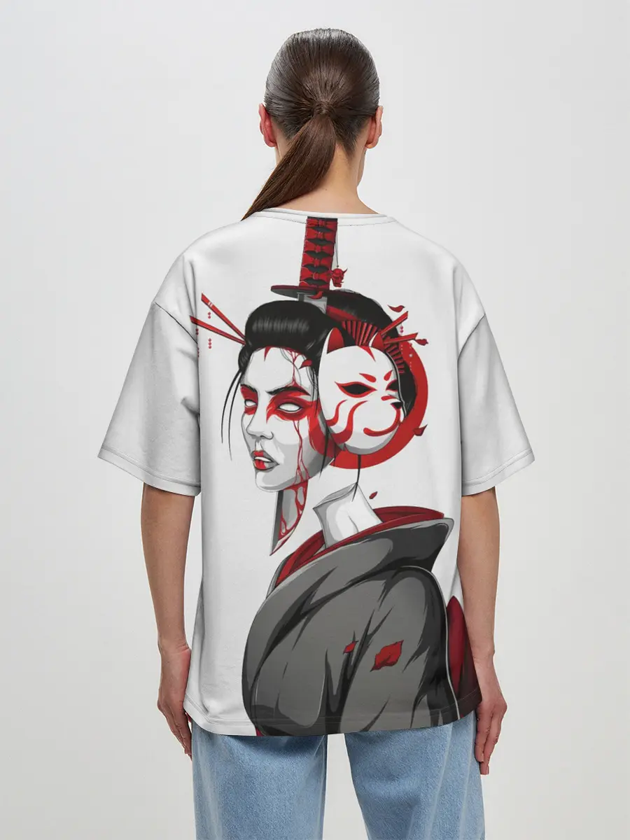 Женская футболка оверсайз / Гейша