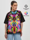 Женская футболка оверсайз / Neon wolf