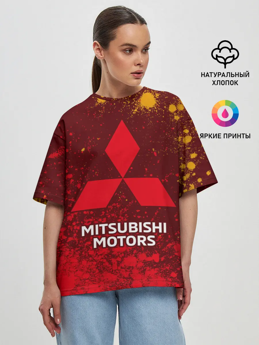 Женская футболка оверсайз / MITSUBISHI / МИТСУБИСИ