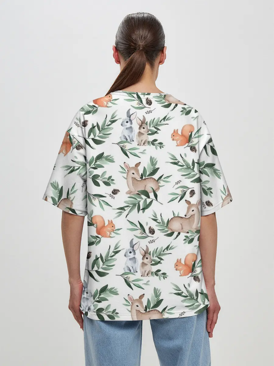 Женская футболка оверсайз / Лесные животные