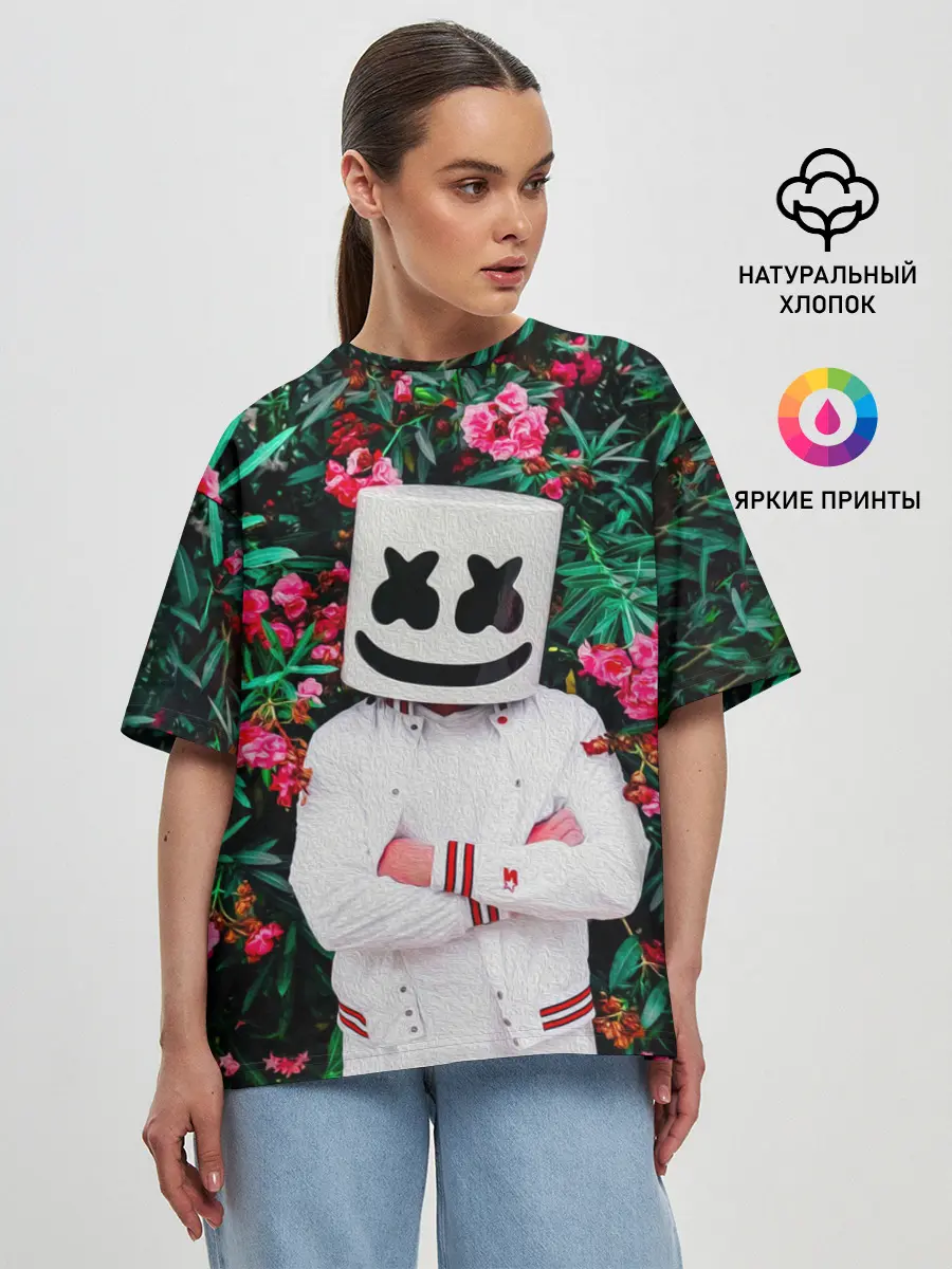 Женская футболка оверсайз / MARSHMELLO ROSES