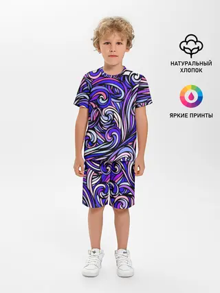 Детская пижама с шортами / Волны