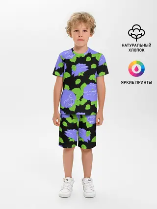 Детская пижама с шортами / Синие розы